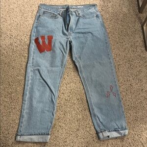 Wissonsin Badgers Women's Blue Jeans with hand painter Red badger Accents
